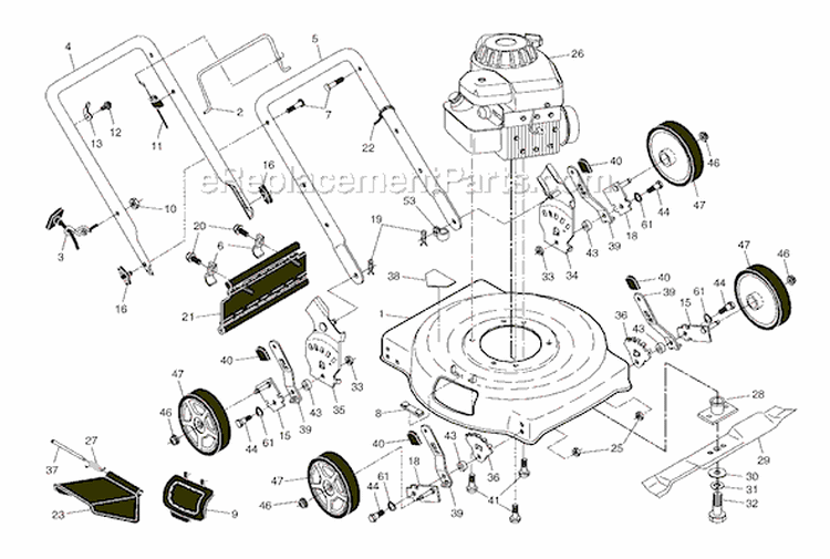Page A Diagram and Parts List for 96114000317  Weed Eater Lawn Mower
